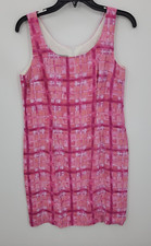 Vintage Rabbit Jr Dress Womens 8 Pink Geo 70s Print Sleeveless Sheath Artsy