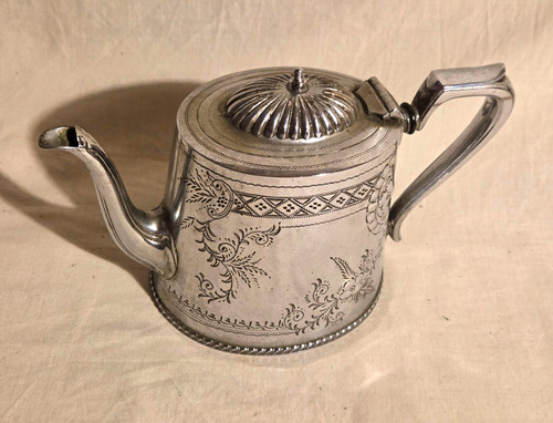 Silver plate floral engraved - plate,