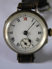 c1915 WW1 SOLID SILVER MILITARY TRENCH WATCH movement DF&Co