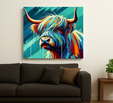 Vibrant Highland Cow Canvas