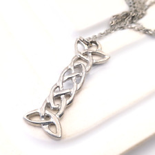 Vintage Pewter Celtic Knot Pendant Necklace Scottish Pagan Jewelry