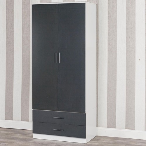 White carcass black drawers - black,