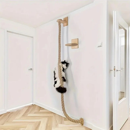 Wall mounted cat climbing rope - mounted,