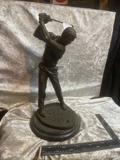Solid Bronze Golfer  Marble Base25x23cm