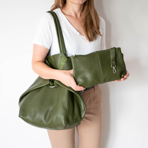 Womens green leather slouchy - womens,