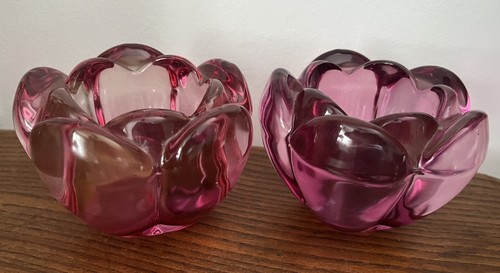 Pair deep pink - of, glass