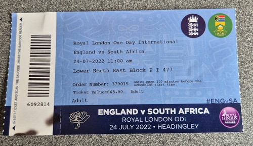 Used cricket ticket - cricket,