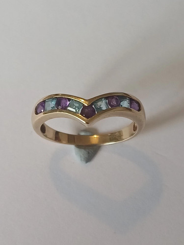 9ct yellow gold amethyst - yellow,
