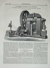 Original Old Antique Print 1876 Engineering Shearing Machine Engine Manchester