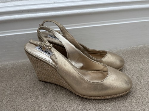 Dune gold wedge slingback - dune,