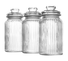 Airtight Glass Jars Vintage 1300ml Set of 3 Containers Sweet Jar Cookies Storage