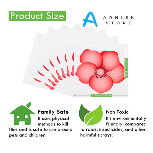 Red flower fly trap stickers - red,