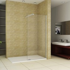 Aica Shower Enclosure Wet Room Screen Cubicle Panel and 30mm Tray 8mm NANO Glass