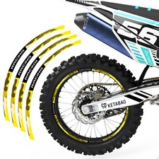 For KAWASAKI KXF 250 06-19 18 Wheel Stickers Rim 21" 19" Dirt Bike F07B Yellow