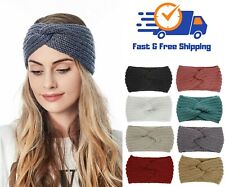 Women Winter Headband Wool Crochet Bow Twist Knitted Elastic Ear Warmer Hairband