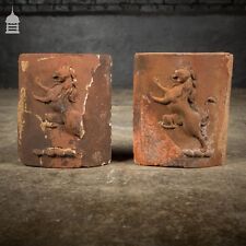 Decorative Brick, Pair of Reclaimed 19thC Mythical Creature Curved Chimney Brick