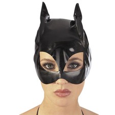 Black PVC Mask Hood, wet look