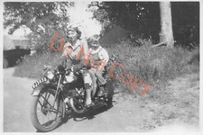 Woman And Child on Motorcycle Vintage Photograph (Z051) 3.2”x2.2” Snap Shot
