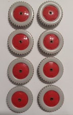 8 x Meccano Part 187 Red/Grey Plastic Road Wheels 1961-63