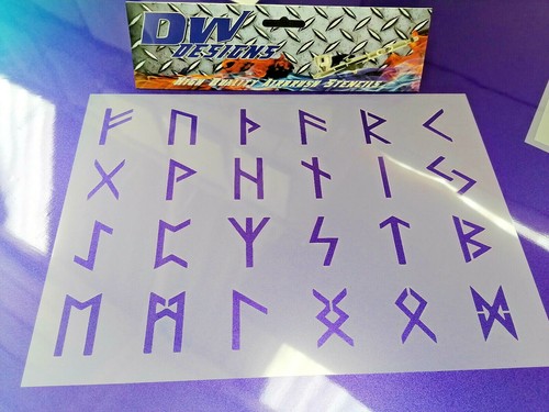 Runes stencil mylar art - , craft