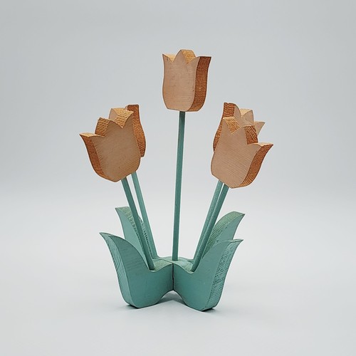 Vintage wooden tulip - vintage,