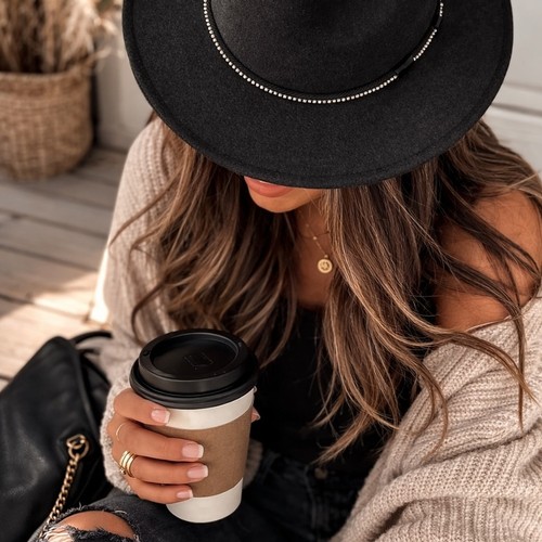 Black wide brim fedora hat - fedora,