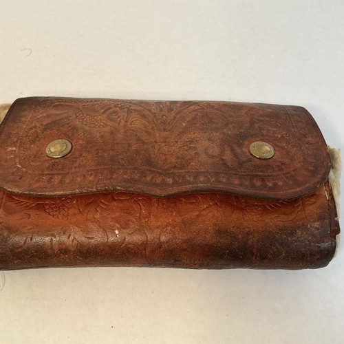 Vintage leather tooled fly - tooled,