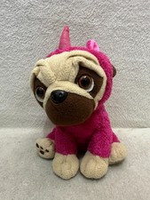 Pugsley the pug in pink unicorn outfit soft toy plush toy teddy plushie