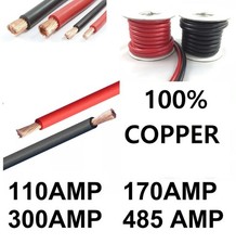 110A 170A 300A 485Amp Heavy Duty Car Cable Live Earth Strap Battery Lead Wire +-