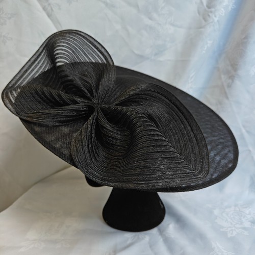 Black bow wide brim large - black,