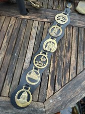 6 vintage horse brass on