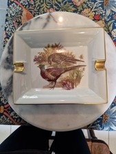 Limoges France Handpainted Porcelain Ashtray With Raised Decoration