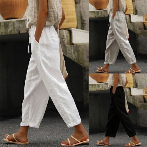 Womens ladies cotton linen - womens,