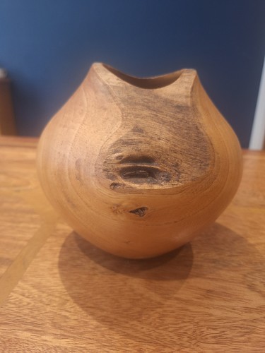 Hand crafted wooden vase elm - wooden,