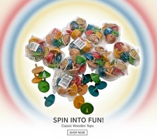 85x Wooden Spinning Tops Huge