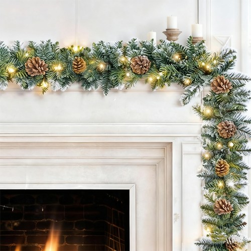 9ft christmas garland snow - christmas,