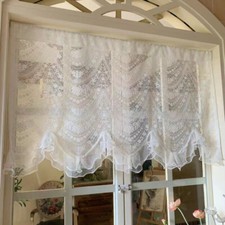 Retro Lace Mesh Curtain Voile Valance Pelmet Mesh Net Ruffle Window Door Curtain