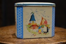 Vintage Meredith & Drew Ltd London Dutch Biscuit Tin – Windmills & Seaside Scene