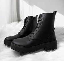 Womens Black Chunky Ankle