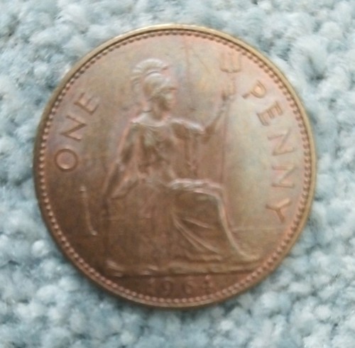 1964 one penny coin - coin,