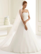 Bianco Ivory Plain Single Tier Cathedral Veil with Corded Edge