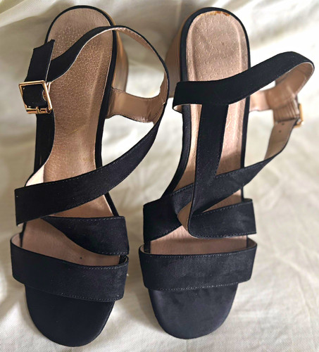 Primark black strappy wedge - strappy,