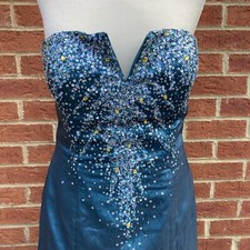 Maggie Sottero Flirt Prom Dress Strapless  Blue Size 12 uk Sequins Prom Dress