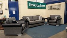 'Piper' Grey And Black 3 Seater Sofa & 2 Armchairs