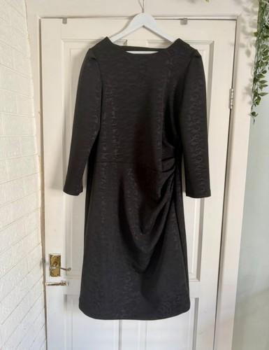 Black jacquard midi dress - jacquard, uk