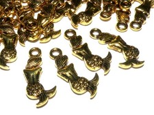 Metal Mermaid Charm - 20mm - Gold or Silver - Pack of 20/50/100