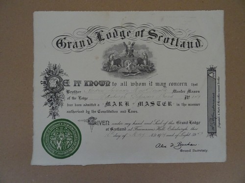 Masonic certificate mark - certificate,
