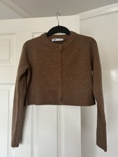 Zara Brown 100% Wool Cropped Cardigan Size Medium (comes up small) BNWOT