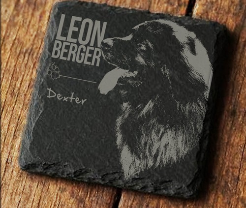 Leonberger slate coaster - leonberger,