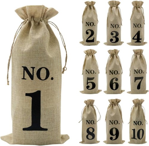 10pcs jute wine bags x - wine, 6